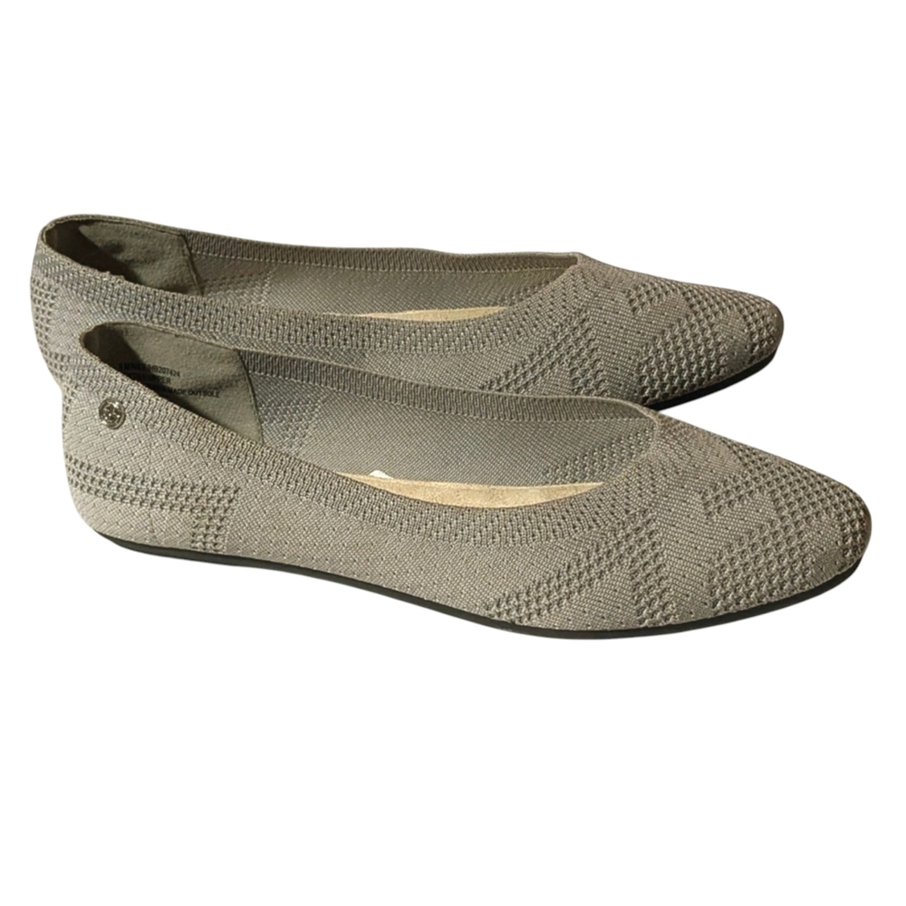 HARBORSIDES Nile Women's 9M Vegan Comfort Flats Memory Foam Breathable Gray Knit